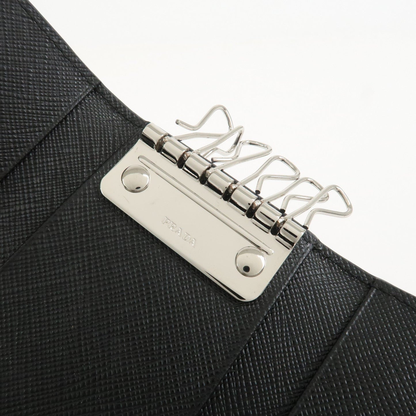 Prada Logo Saffiano Leather 6 Rings Key Case Black 2PG222【Pre-order】
