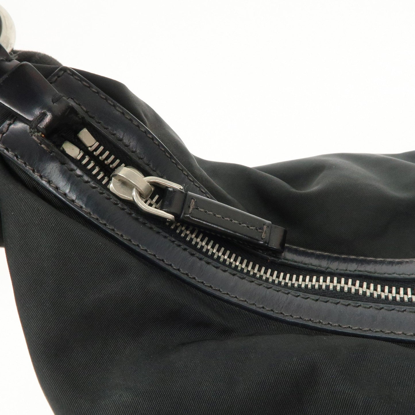 Prada Logo Nylon Leather Shoulder Bag Hand Bag Black BR3287【Pre-order】