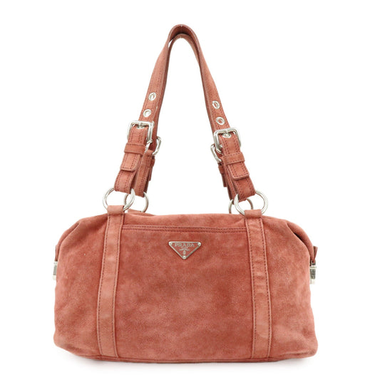Prada Suede Boston Bag Hand Bag Pink BR2630【Pre-order】