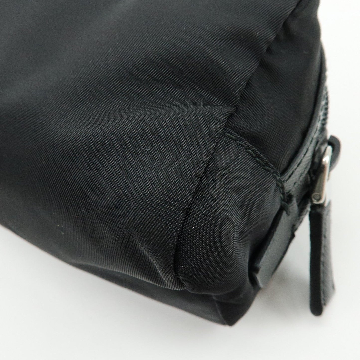 Prada Triangle Logo Nylon Saffiano Leather Pouch Black【Pre-order】