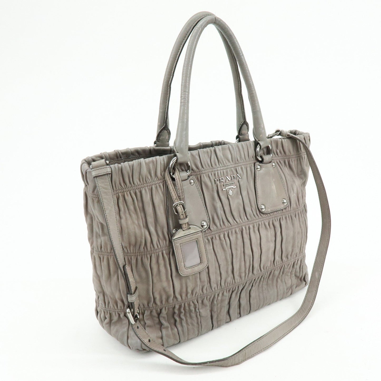 Prada Logo Leather 2Way Bag Hand Bag Shoulder Bag Gray【Pre-order】