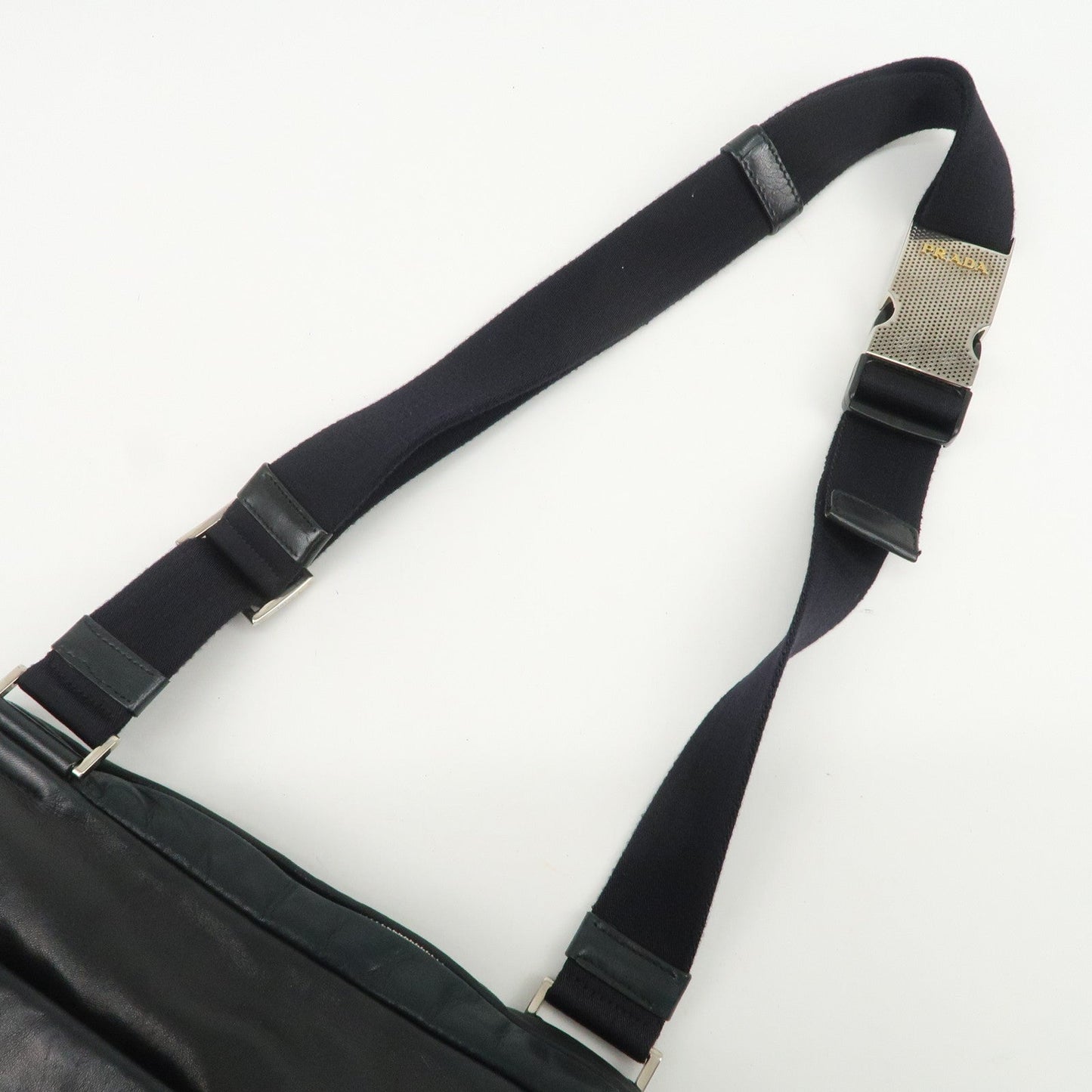 Prada Triangle Logo Lamb Skin Canvas Shoulder Crossbody Bag Black【Pre-order】