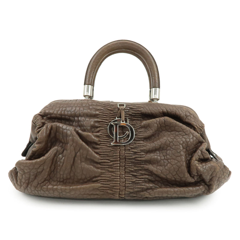 Christian Dior Embossed Gathered Leather Boston Bag Hand Bag【Pre-order】
