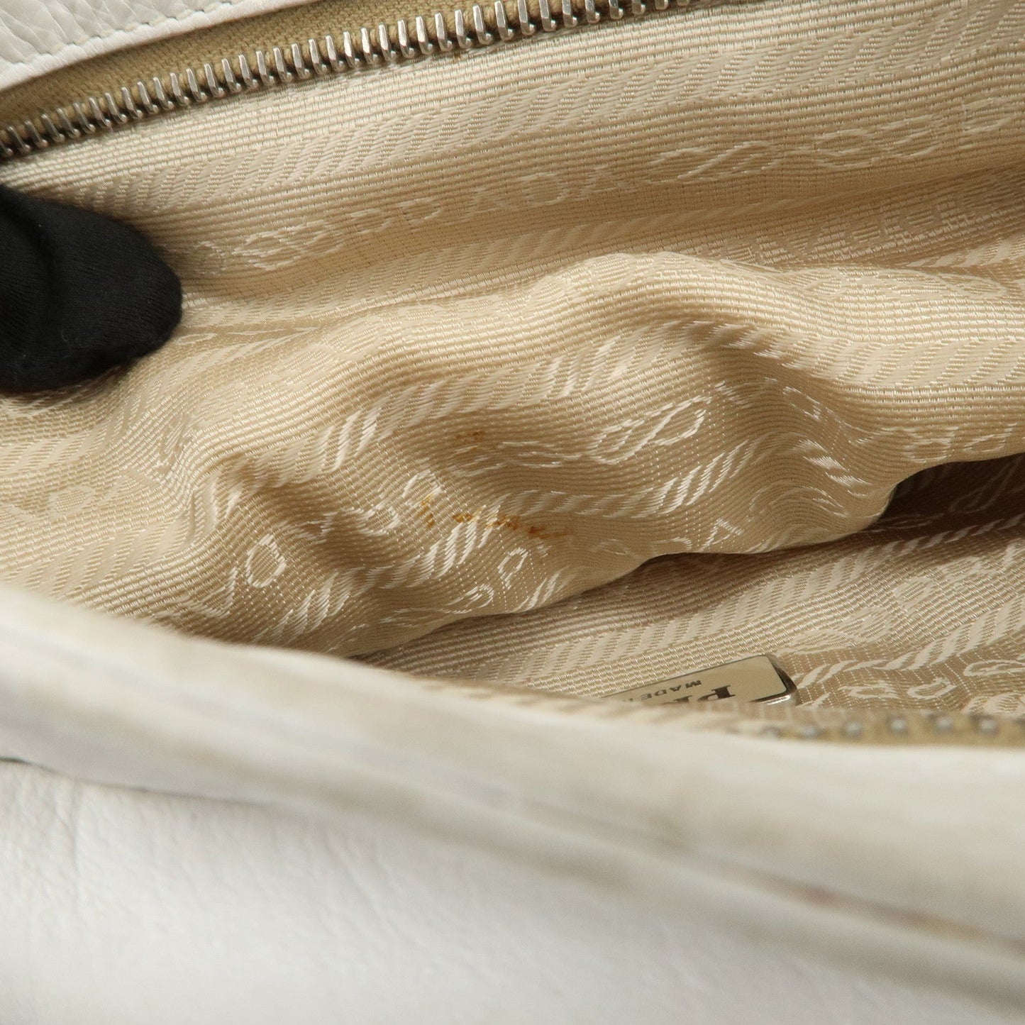 Prada Triangle Logo Leather Nylon Shoulder Bag White Beige【Pre-order】