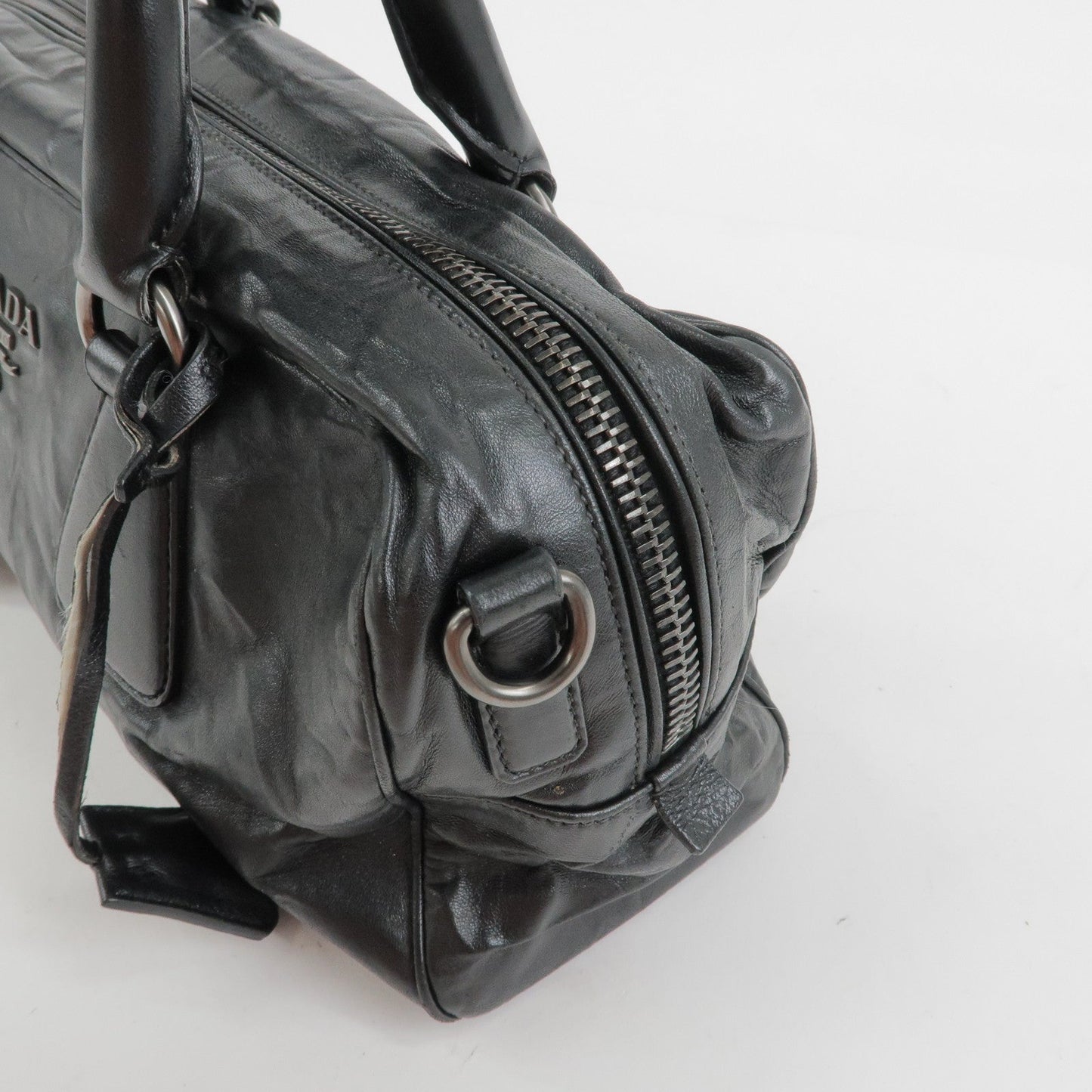 Prada Leather Boston Bag Hand Bag Black BL0758【Pre-order】