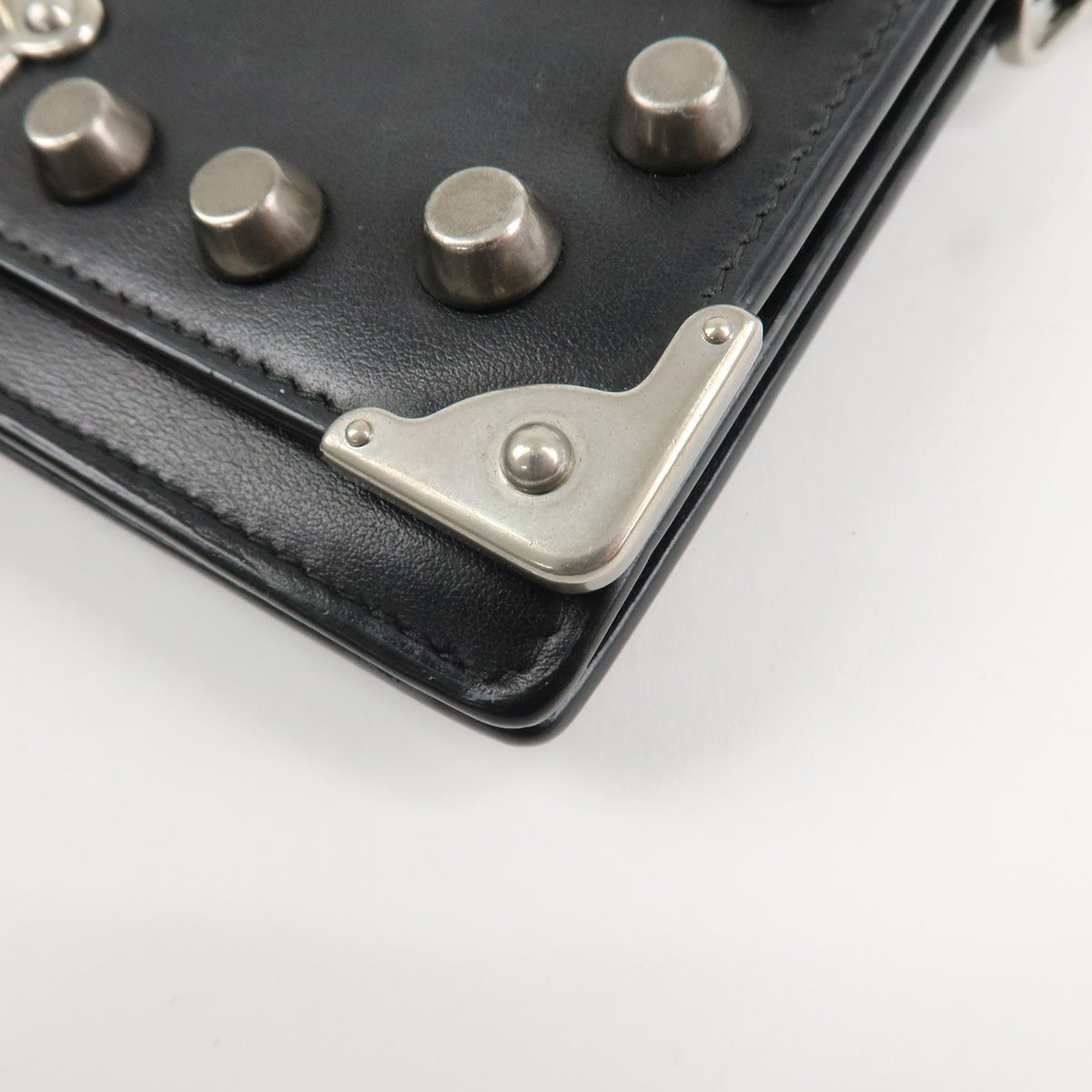 Prada Leather Studs Chain Wallet Chain Bag Black Used【Pre-order】