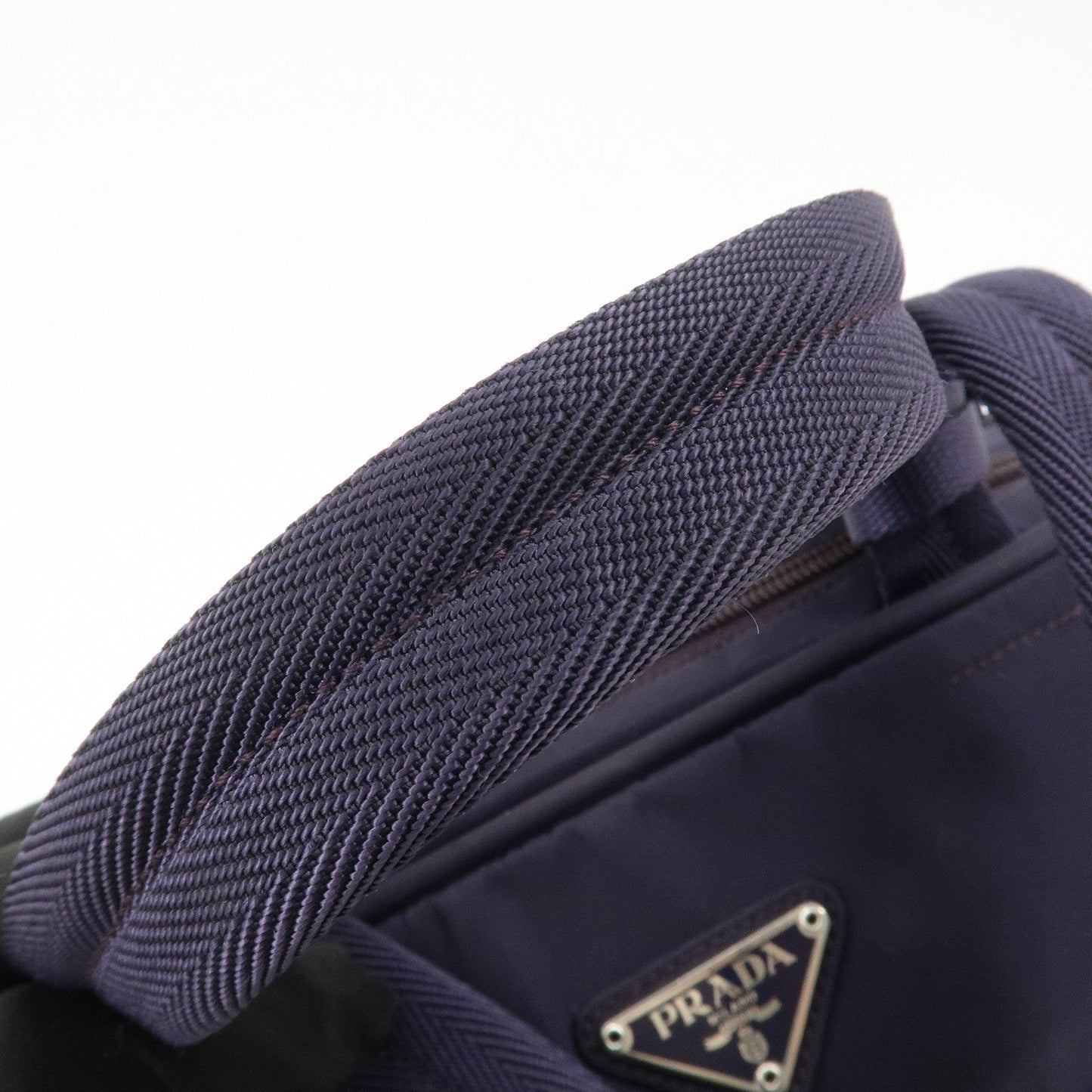 Prada Triangle Logo Leather Nylon Hand Bag Purple B8495【Pre-order】