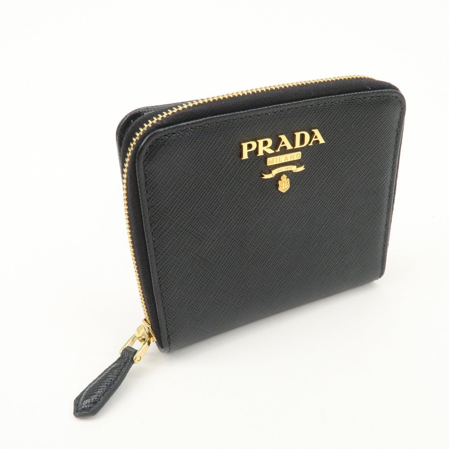 Prada Logo Saffiano Leather Round Zippy Wallet Black 1MM268【Pre-order】
