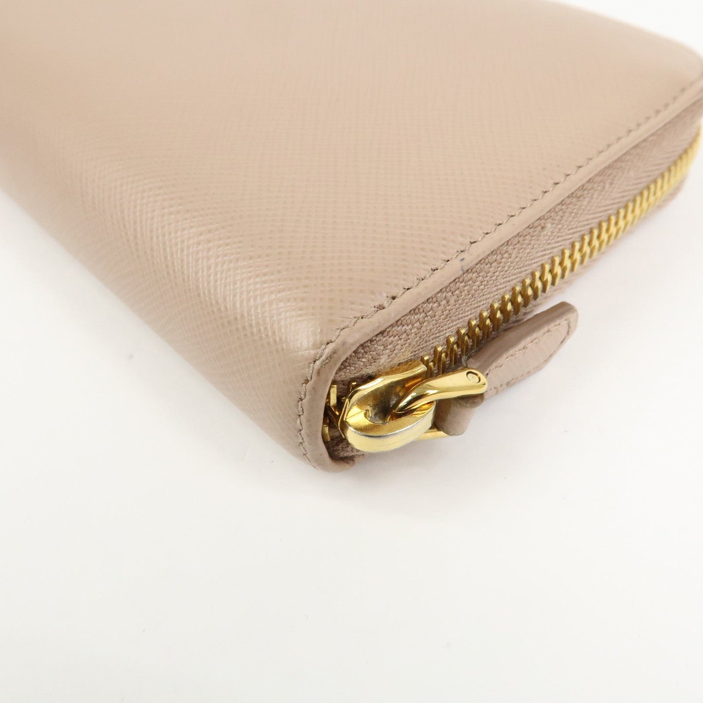 Prada Logo Saffiano Leather Round Zippy Long Wallet Beige 1ML506【Pre-order】