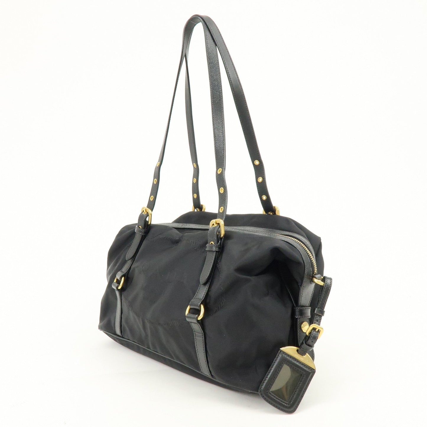 Prada Logo Nylon Leather Boston Bag Shoulder Bag Black BL0600【Pre-order】