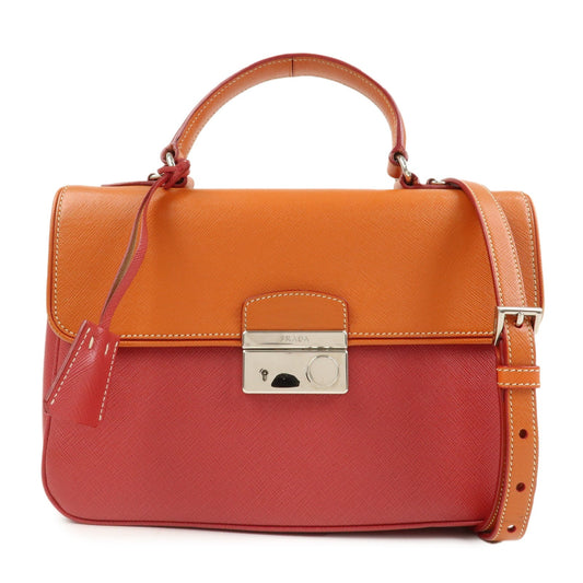 Prada Saffiano Leather 2 Way Bag Tote Bag Shoulder Bag Orange Red【Pre-order】