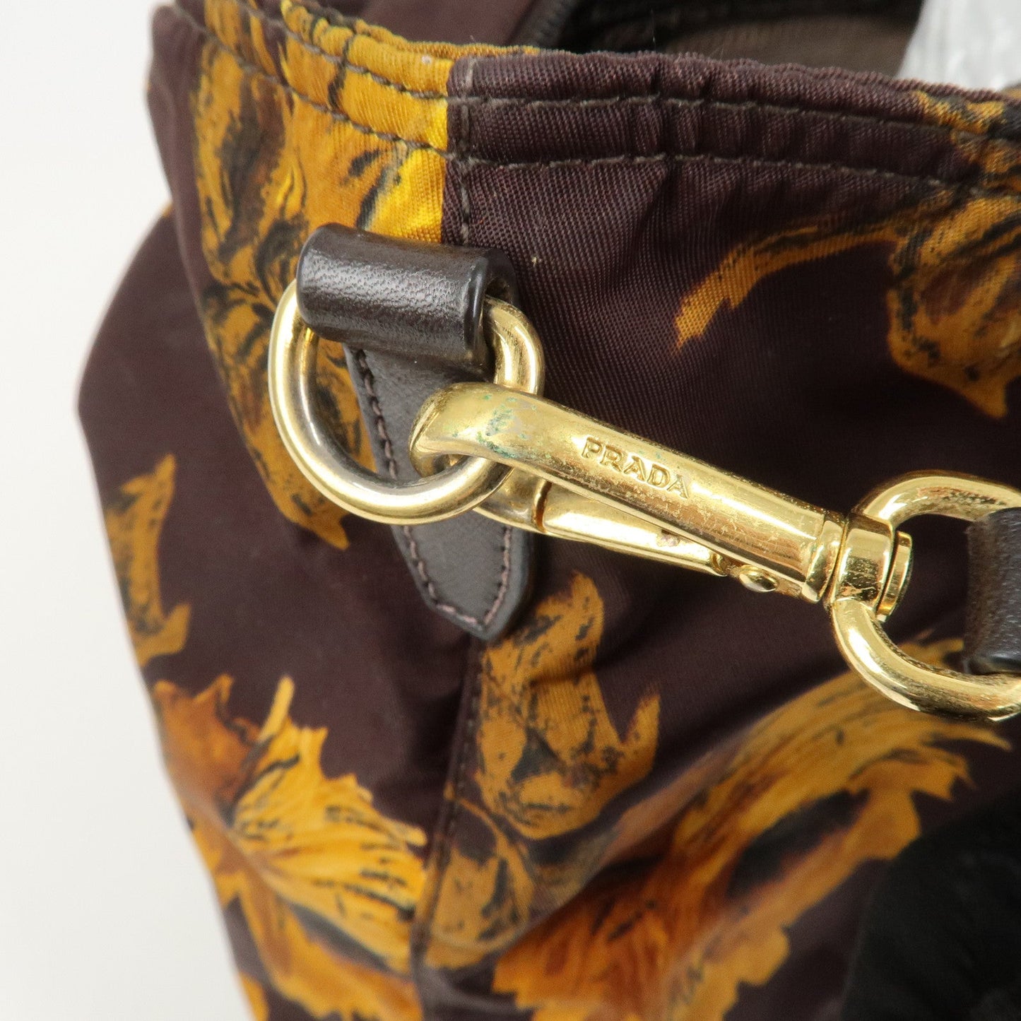 Prada Triangle Logo Nylon Leather 2Way Shoulder Bag Flower Print【Pre-order】