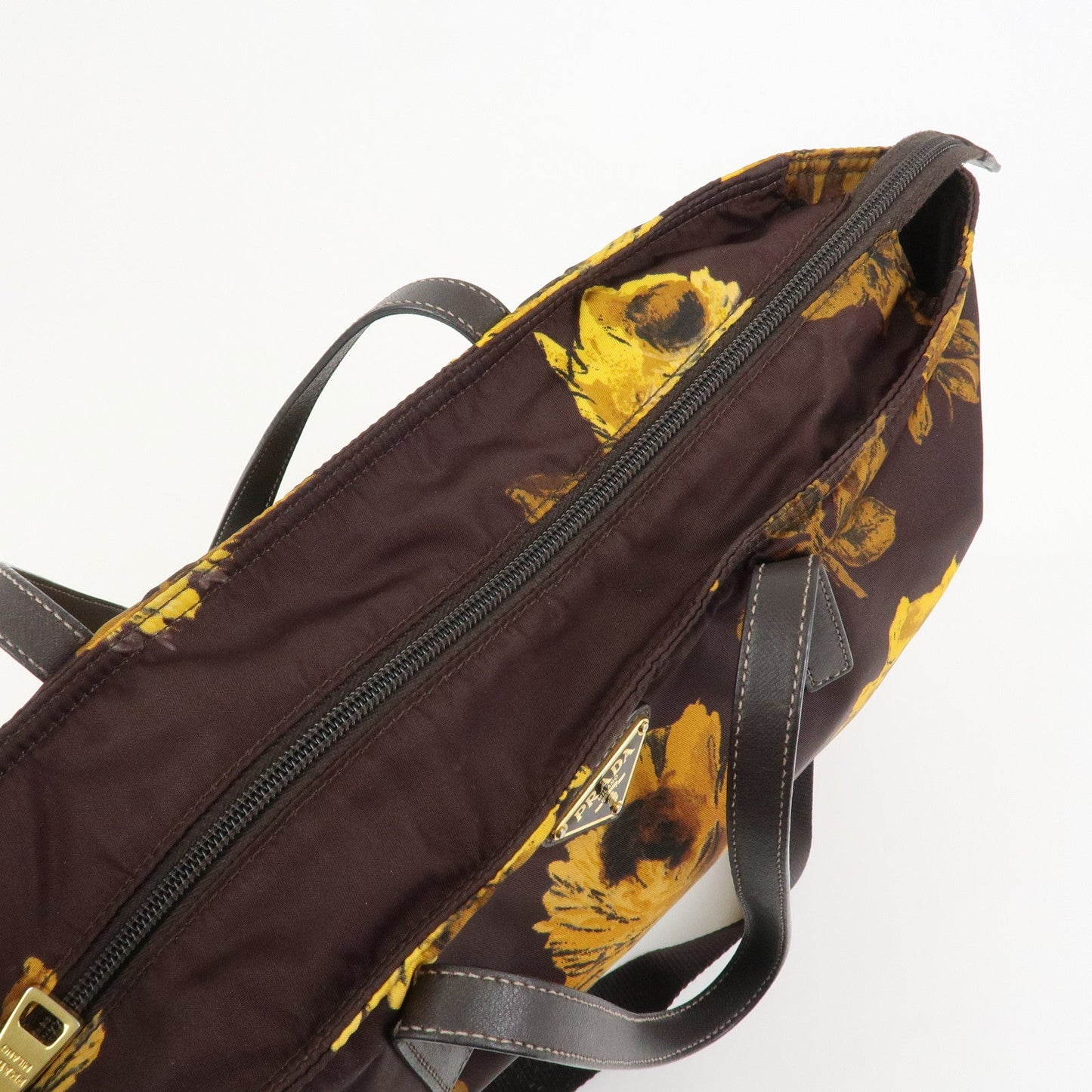 Prada Triangle Logo Nylon Leather 2Way Shoulder Bag Flower Print【Pre-order】