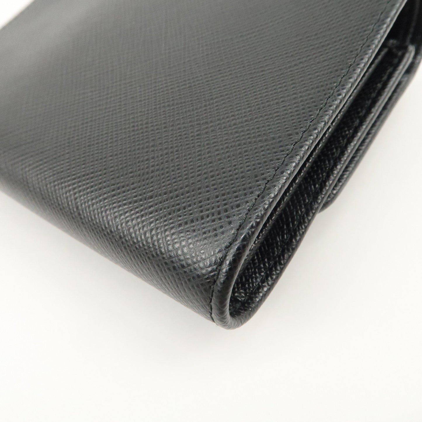 Prada Leather Ribbon Tri-fold Wallet Black 1MH840 Used【Pre-order】