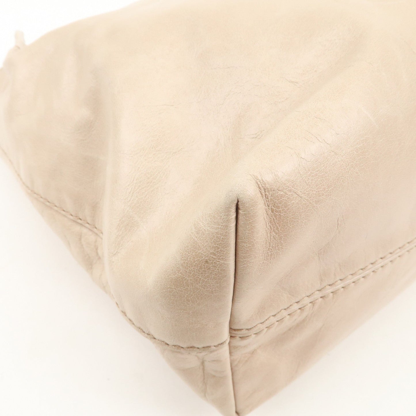 Prada Triangle Logo Leather 2Way Hand Bag Shoulder Bag Beige BR4617【Pre-order】