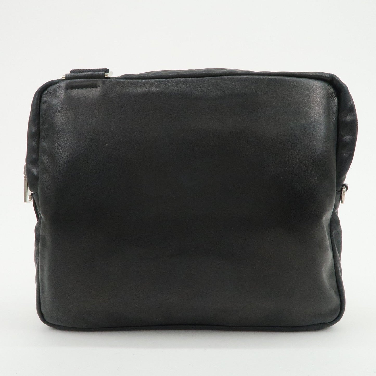 Prada Triangle Logo Lamb Skin Canvas Shoulder Crossbody Bag Black【Pre-order】