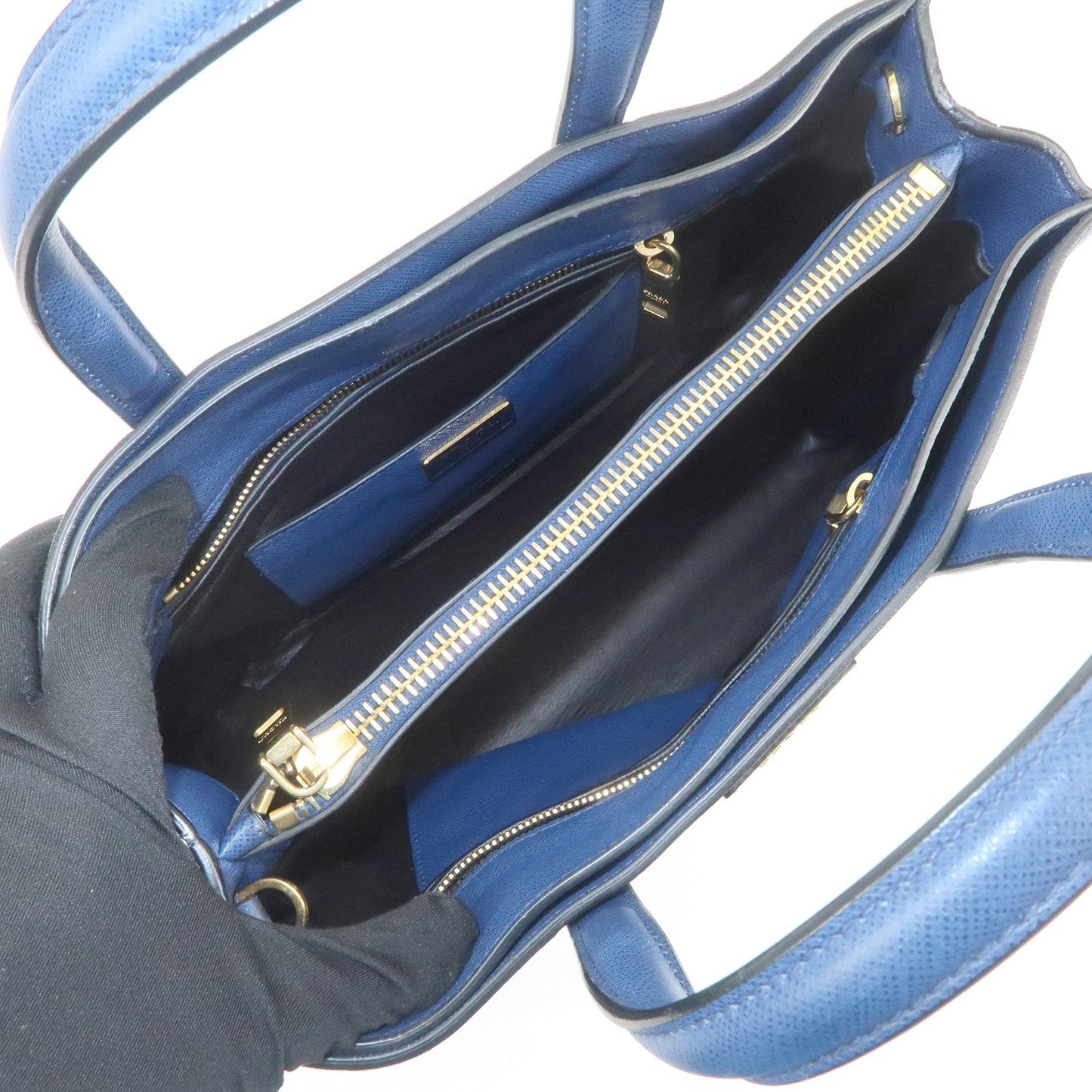 Prada Triangle Logo Saffiano Leather 2Way Bag Hand Bag Navy【Pre-order】