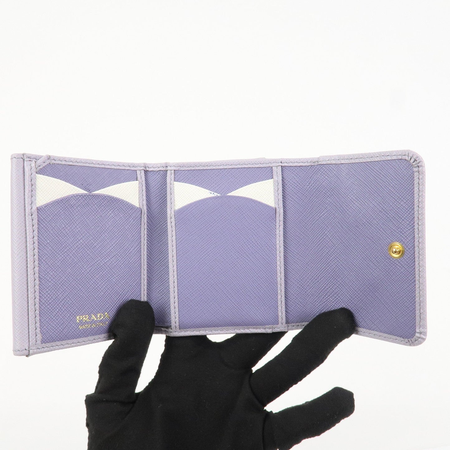 Prada Saffiano Leather Tri-fold Compact Wallet Light Purple 1MH043【Pre-order】