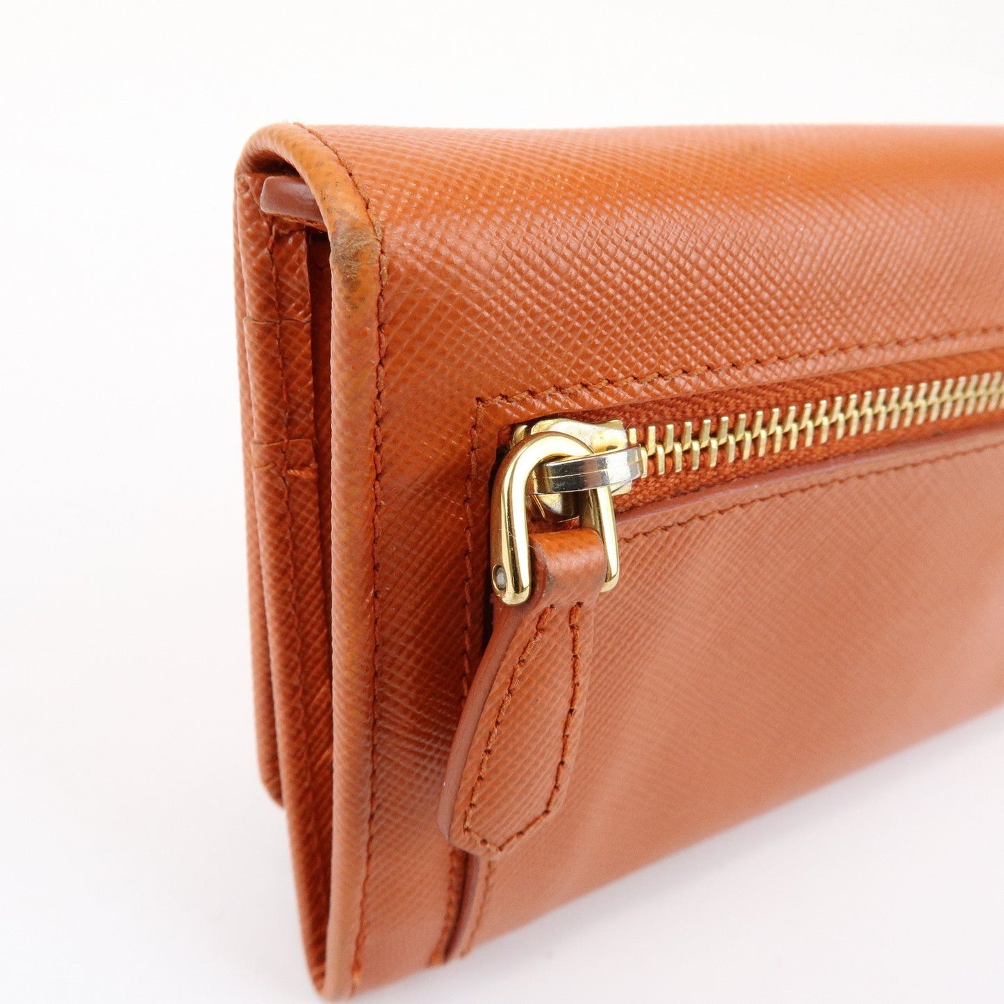 Prada Saffiano Leather Ribbon Flap Long Wallet Orange 1M1132【Pre-order】