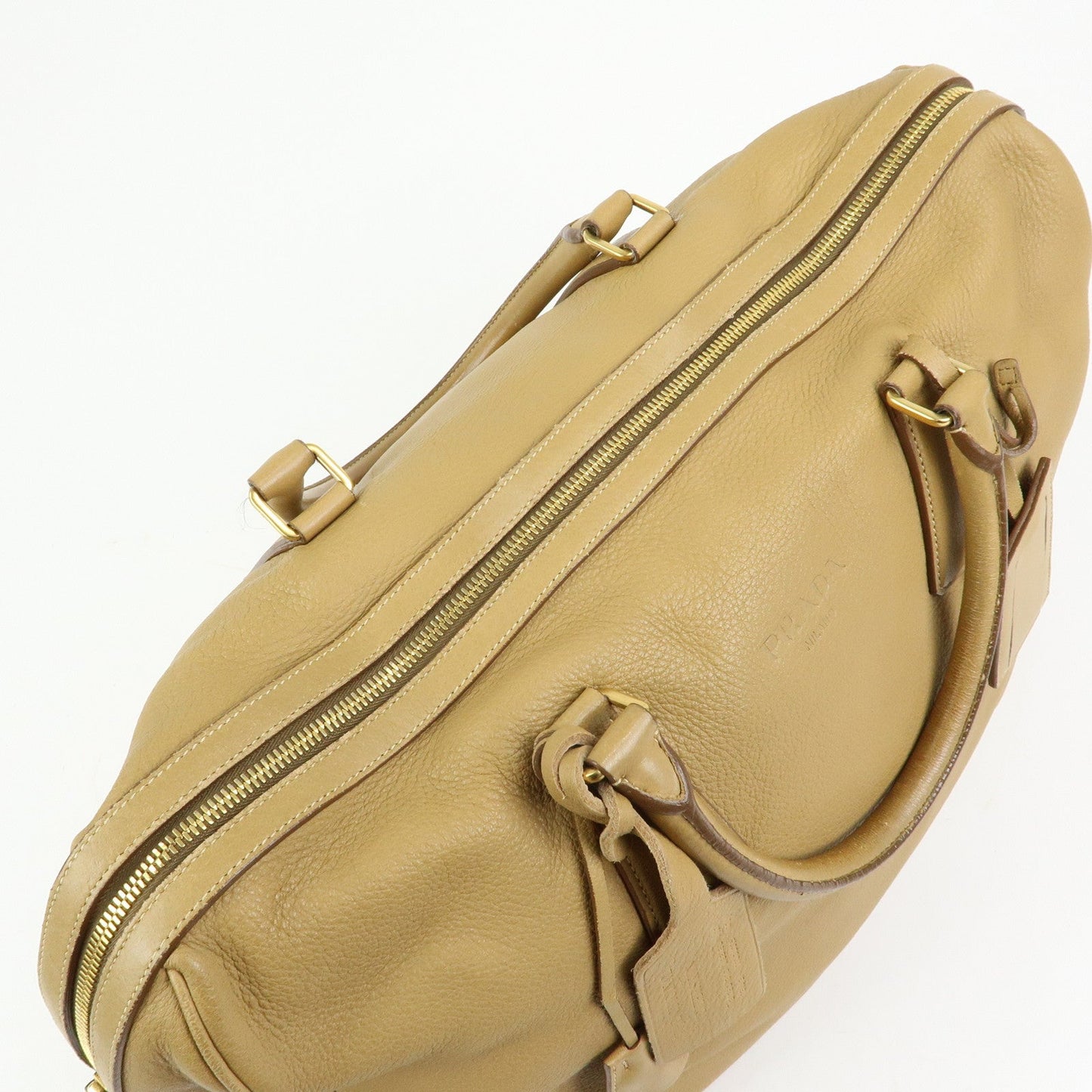 Prada Logo Leather Boston Bag Hand Bag Travel Bag Brown【Pre-order】