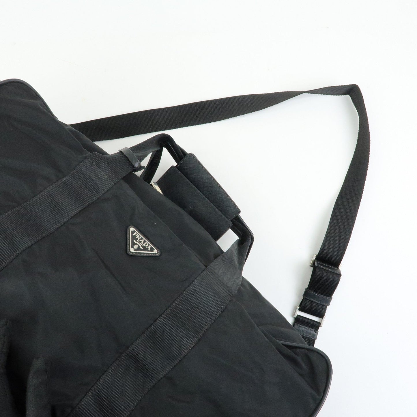 Prada Triangle Logo Nylon Leather Boston Bag Travel Bag Black【Pre-order】