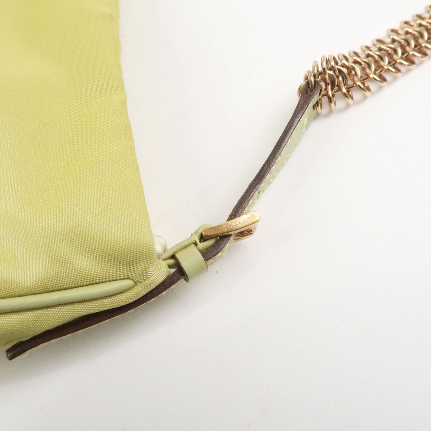 Prada Triangle Logo Nylon Leather Shoulder Bag Yellow BR0107【Pre-order】
