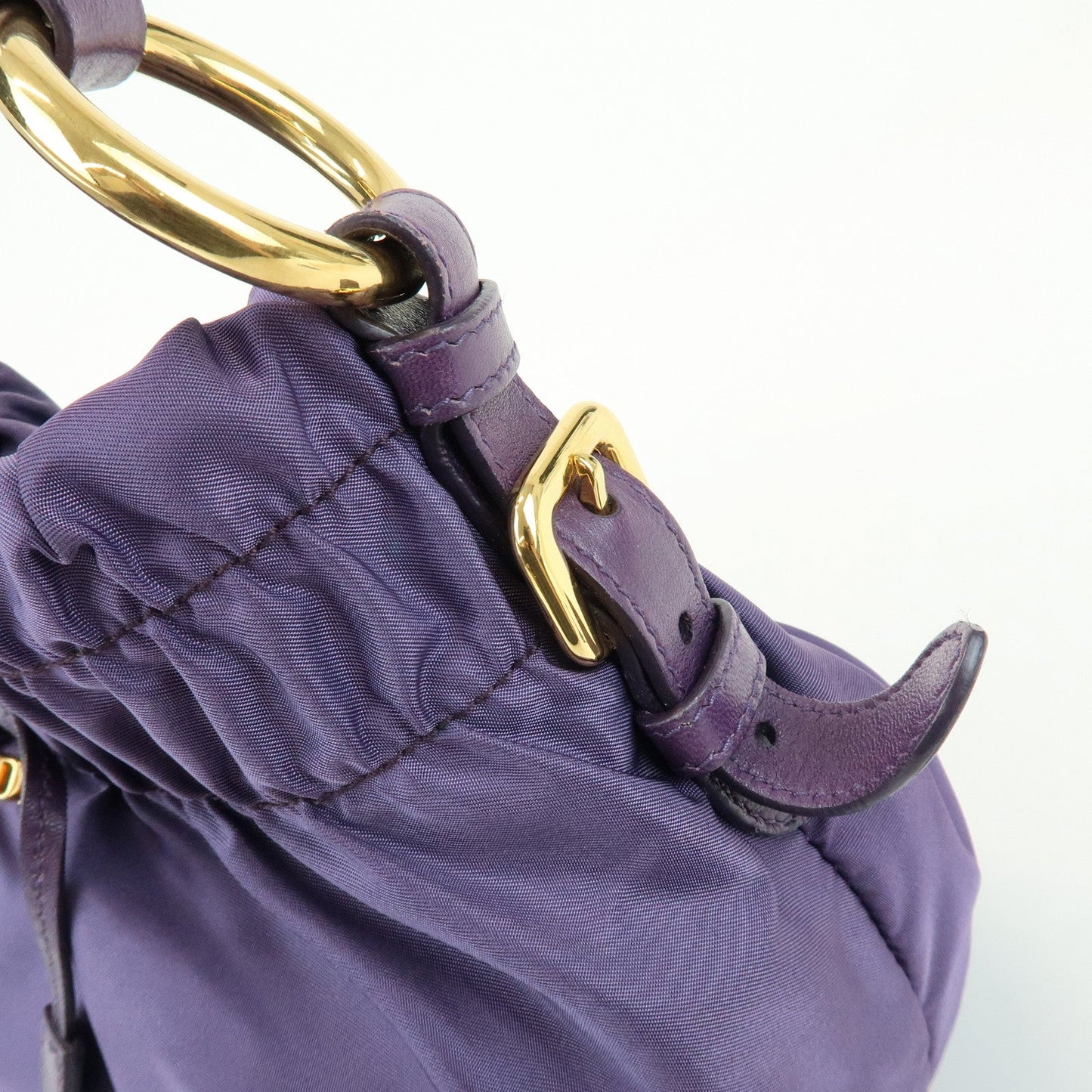 Prada Ribbon Nylon Leather Shoulder Bag Hand Bag Purple BR4237【Pre-order】