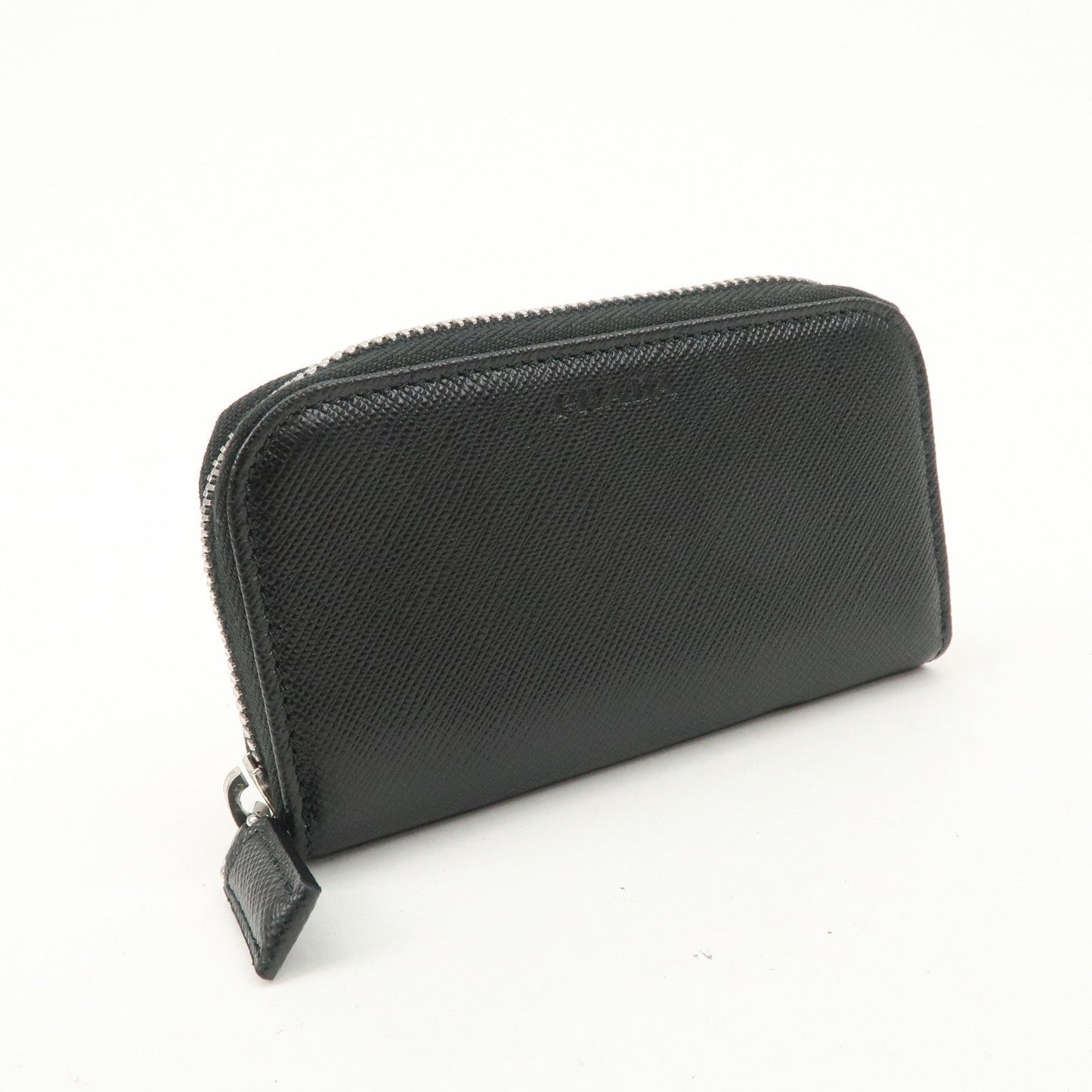 Prada Saffiano Leather Round Zippy Key Case Black 2PG604 Used【Pre-order】
