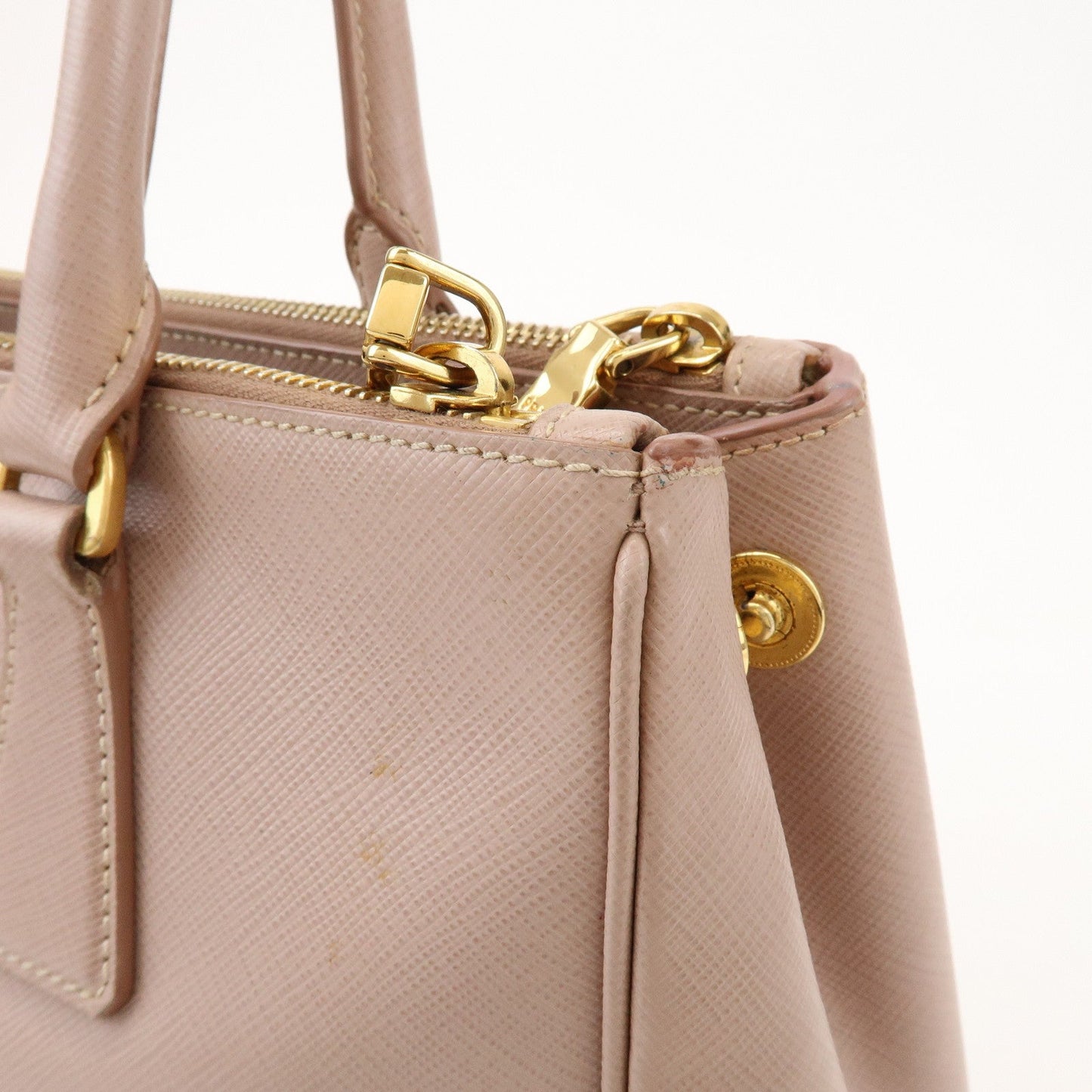 Prada Traingle Logo Galleria 2Way Bag Hand Bag Pink Beige1BA863【Pre-order】