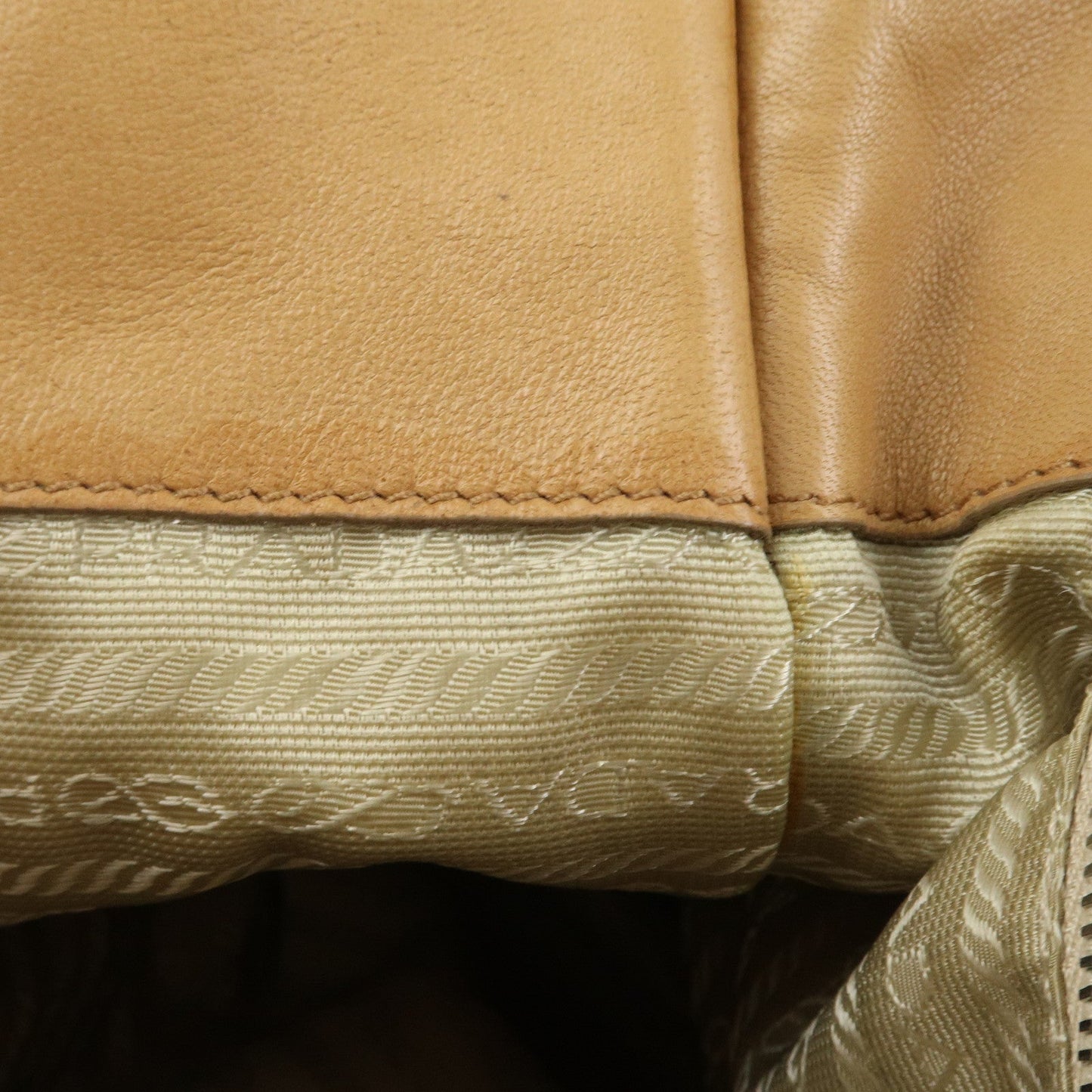 Prada Triangle Logo Lambskin Tote Bag Shoulder Bag Beige BR1566【Pre-order】