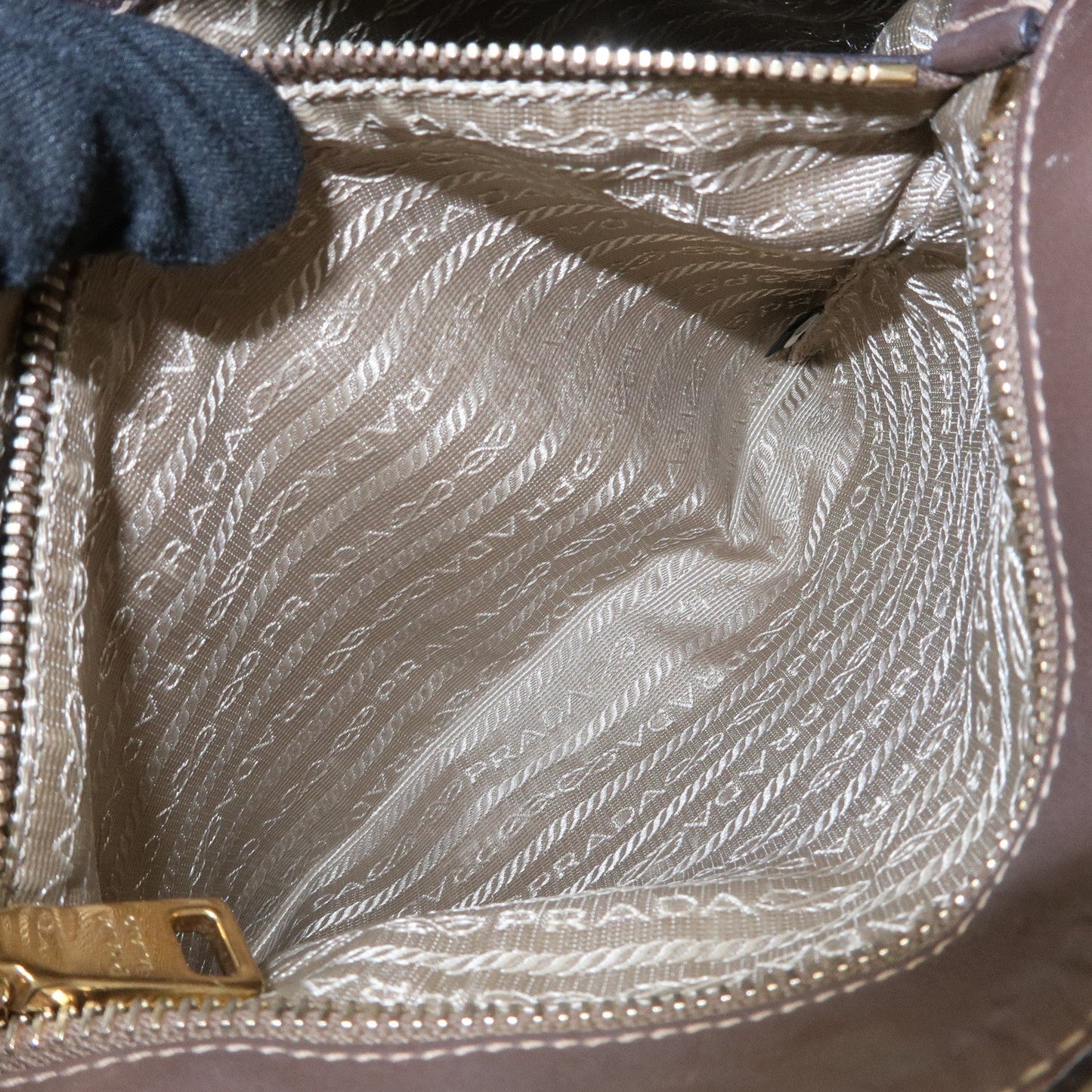 Prada Logo Jacquard Leather Shoulder Bag Beige Brown BT867A【Pre-order】