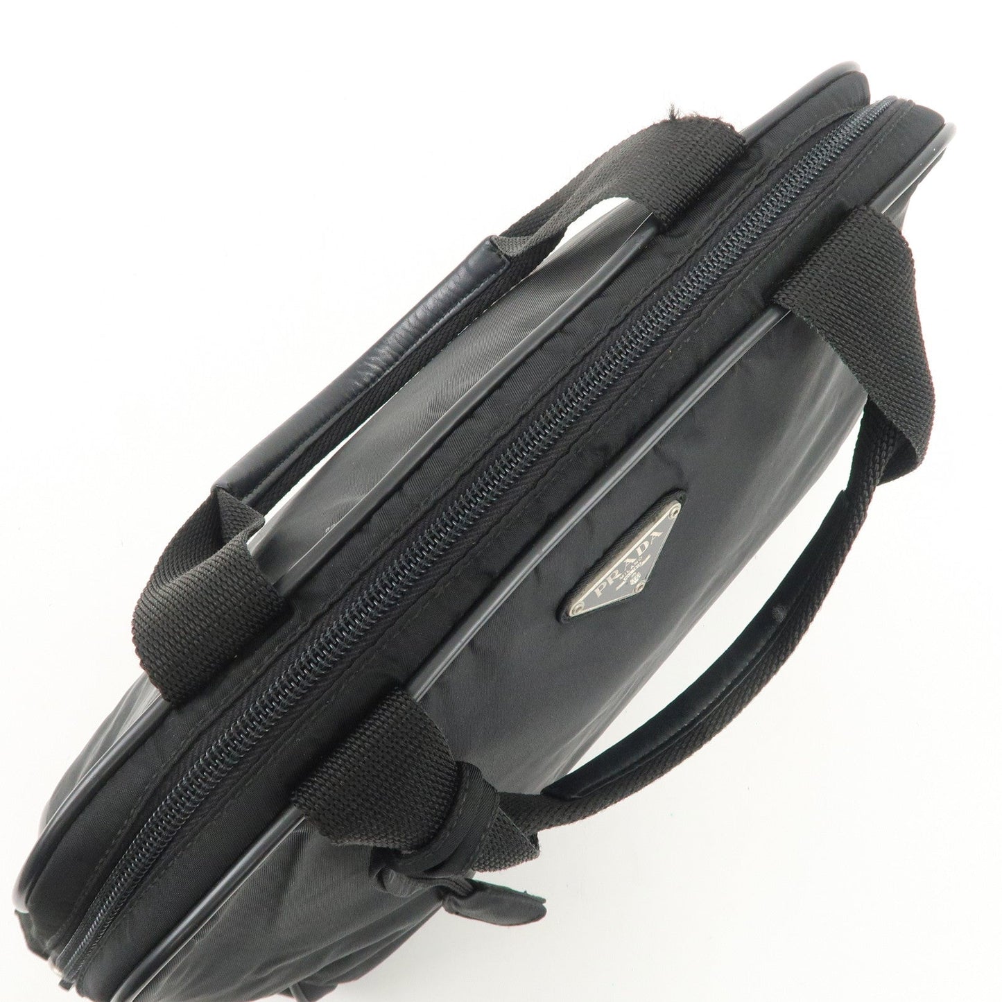 Prada Triangle Logo Nylon Leather Hand Bag Boston Bag Black【Pre-order】