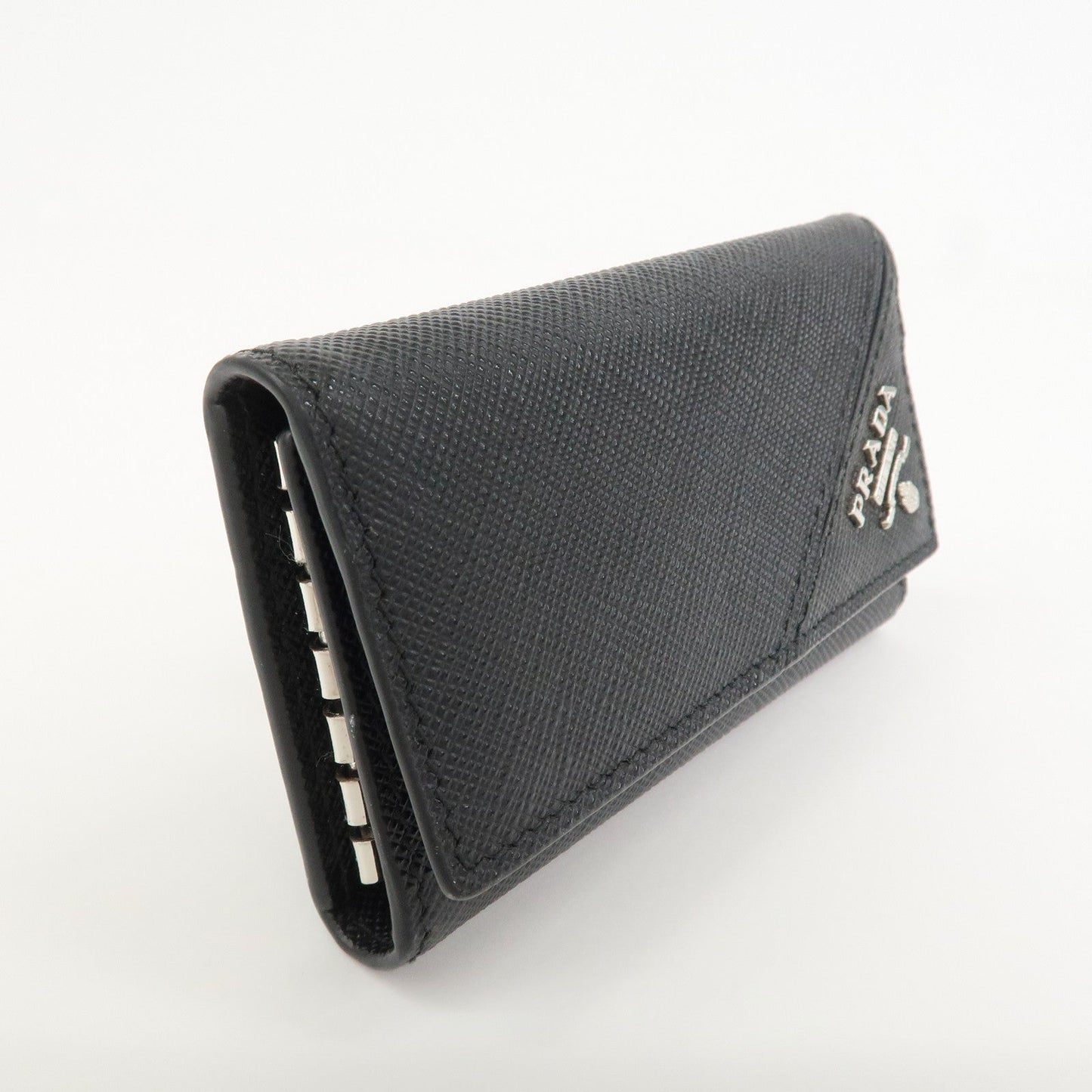 Prada Logo Saffiano Leather 6 Rings Key Case Black 2PG222【Pre-order】