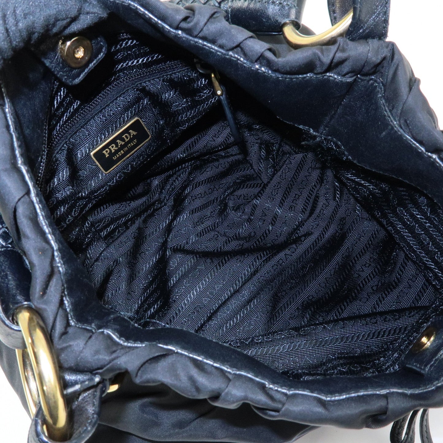 Prada Ribbon Nylon Leather Shoulder Bag Hand Bag Black BR4237【Pre-order】