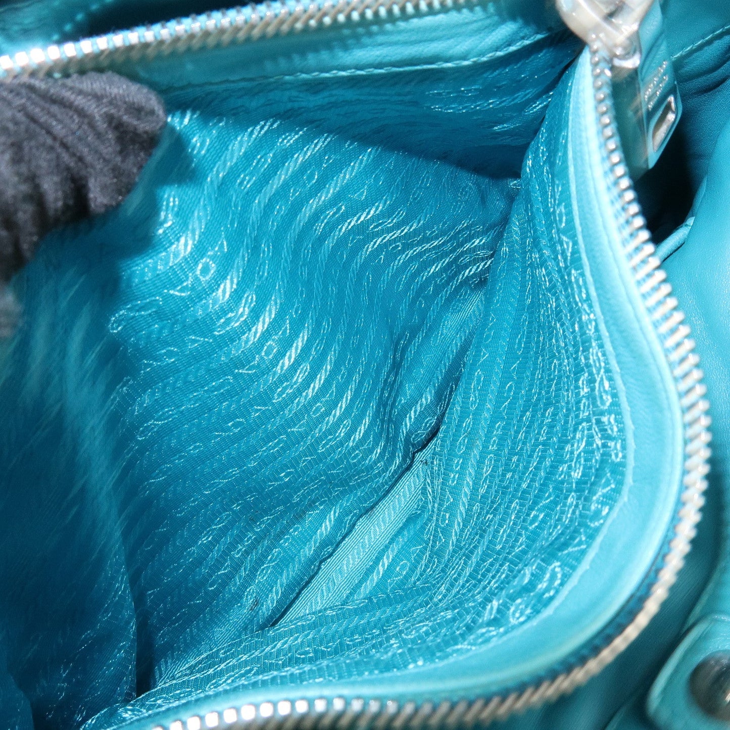 Prada Leather 2Way Bag Hand Bag Shoulder Bag Turquoise Blue【Pre-order】