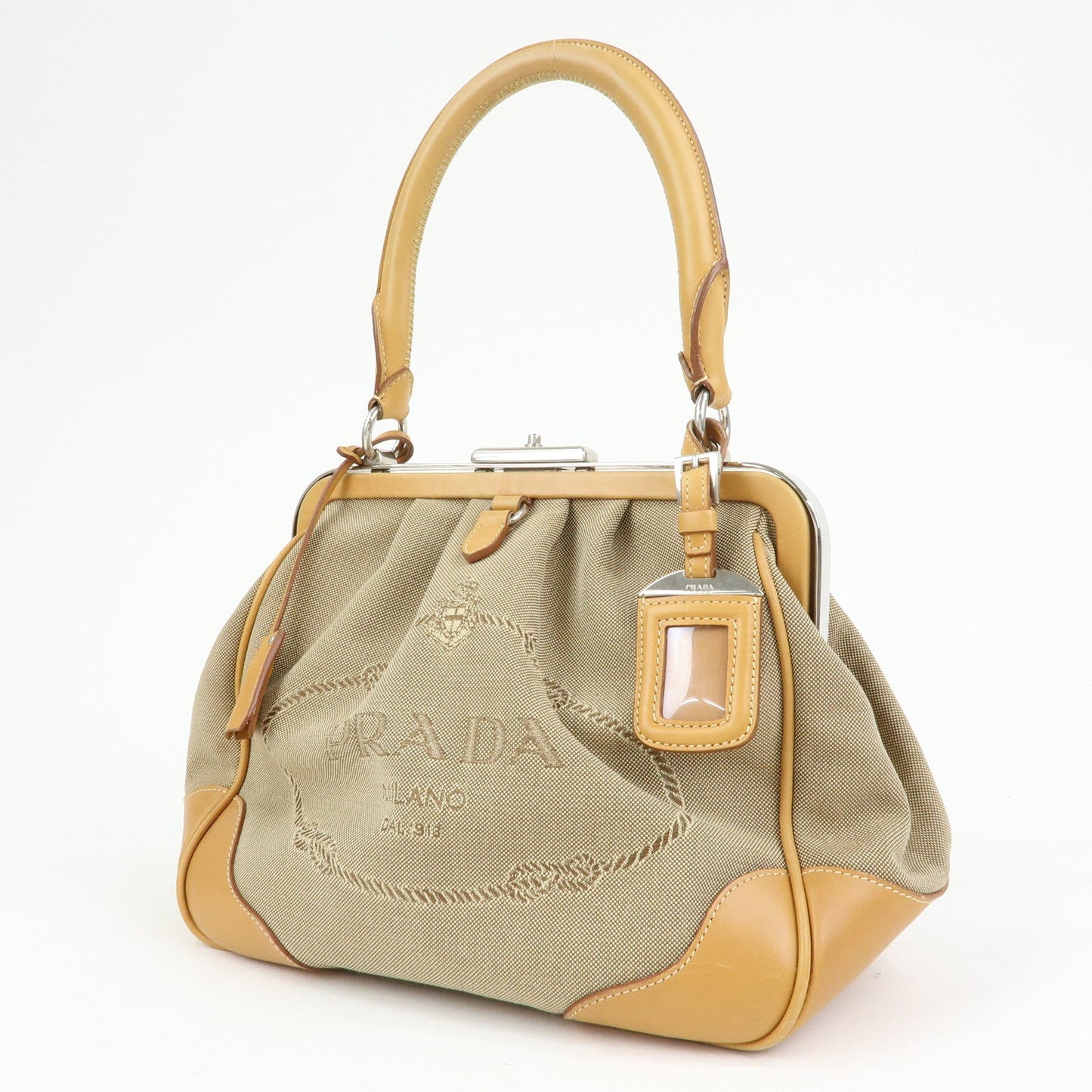 Prada Logo Jacquard Leather Shoulder Bag Light Brown BR3481【Pre-order】