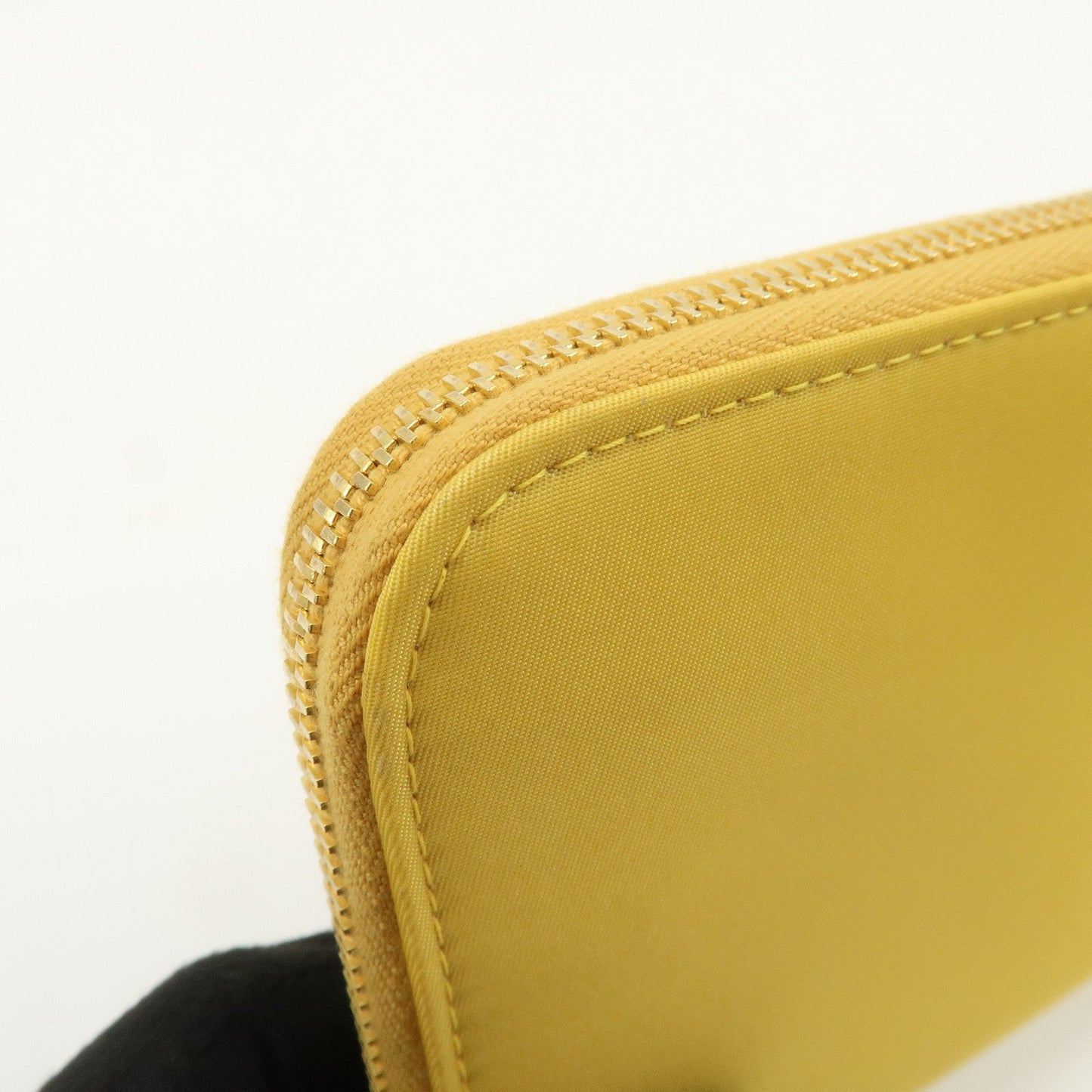 Prada Triangle Logo Nylon Leather Round Zippy Long Wallet Yellow【Pre-order】