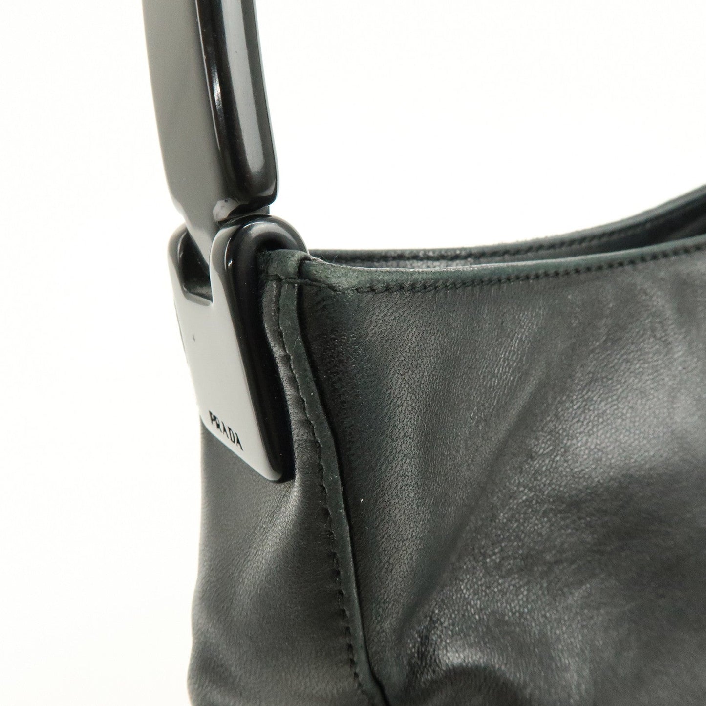 Prada Leather Plastic Hobo Shoulder Bag Hand Bag Black【Pre-order】
