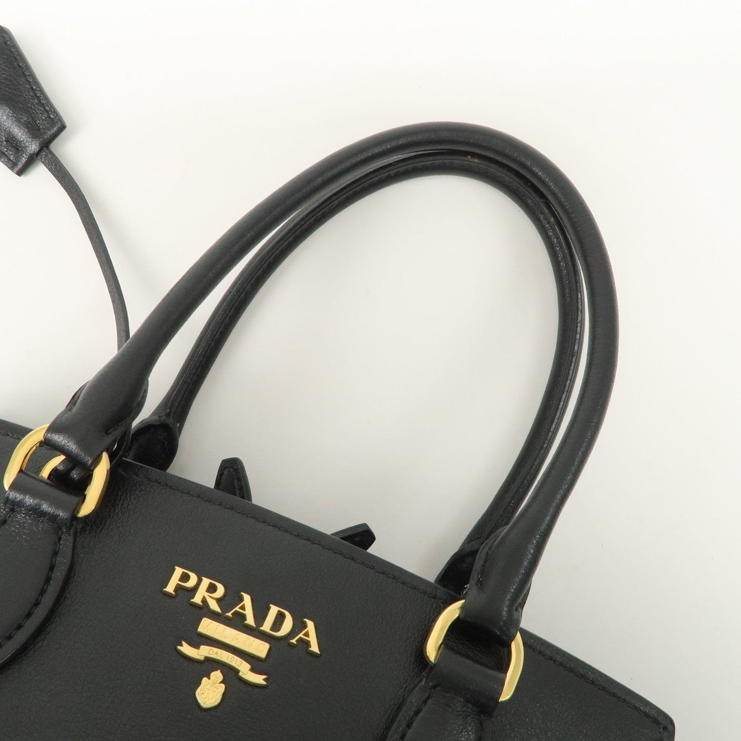 Prada Leather 2Way Bag Hand Bag Black Gold Hardware Used【Pre-order】
