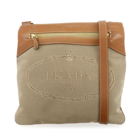 Prada Logo Jacquard Leather Shoulder Bag Crossbody Bag Beige Brown【Pre-order】