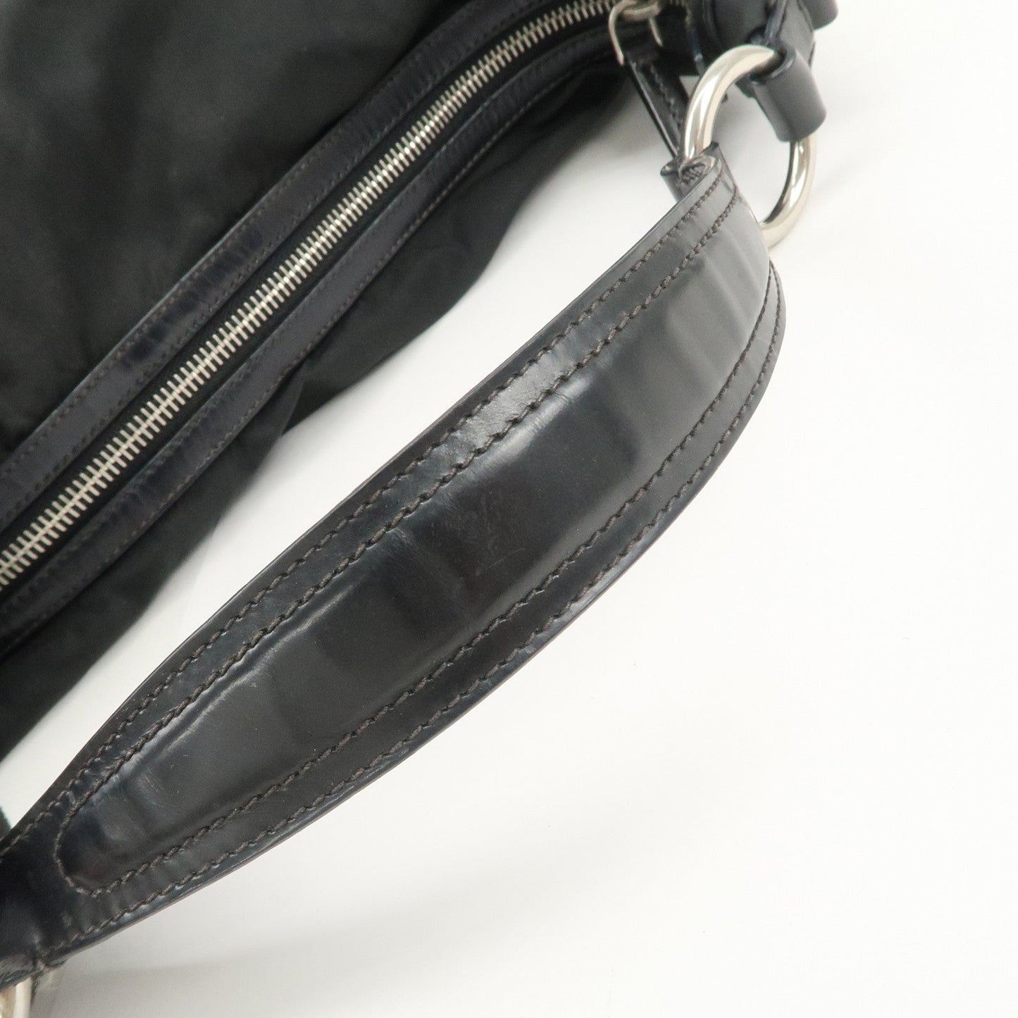 Prada Logo Nylon Leather Shoulder Bag Hand Bag Black BR3287【Pre-order】