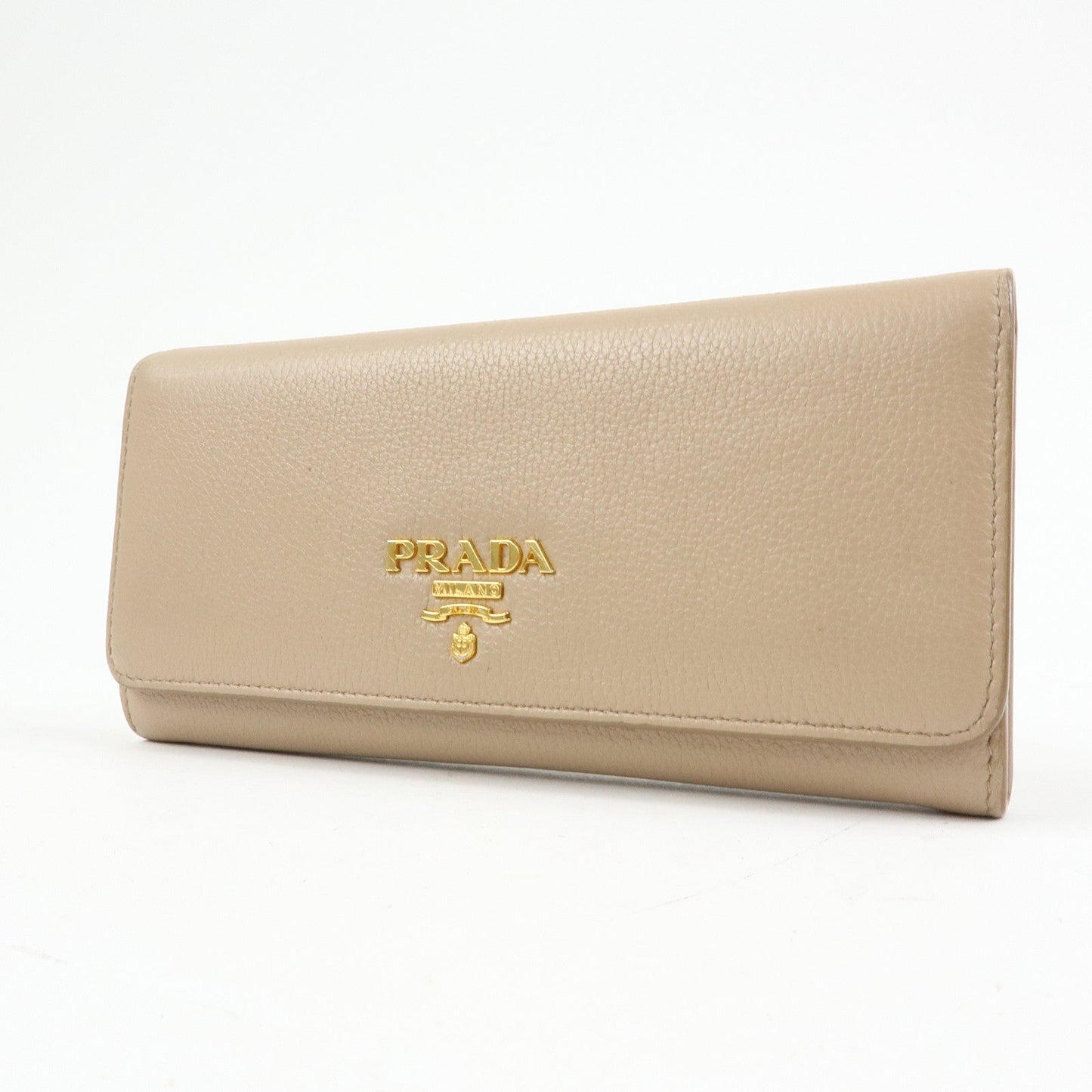 Prada Saffiano Leather Flap Bi-Fold Long Wallet Pink Beige 1MH132【Pre-order】
