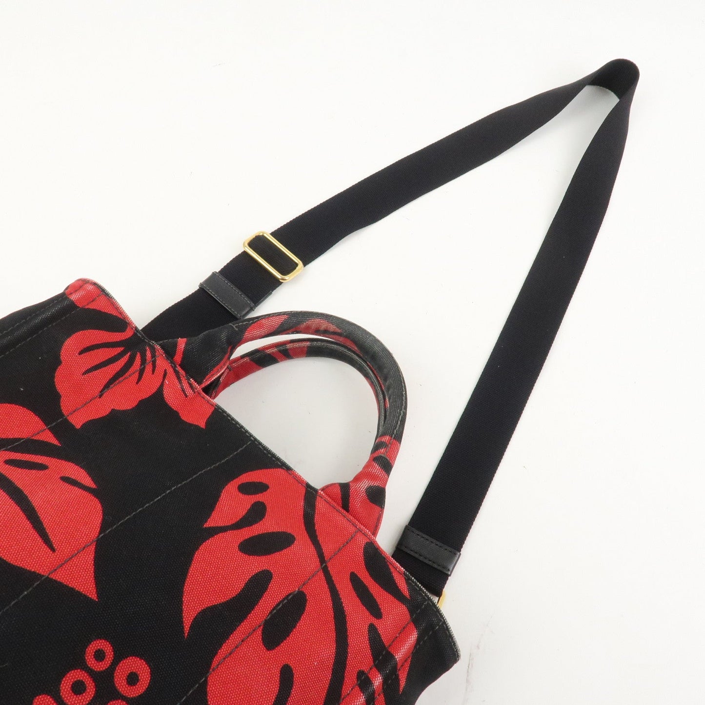 Prada Canapa Mini 2Way Bag Tote Bag Black Red BN2439G【Pre-order】