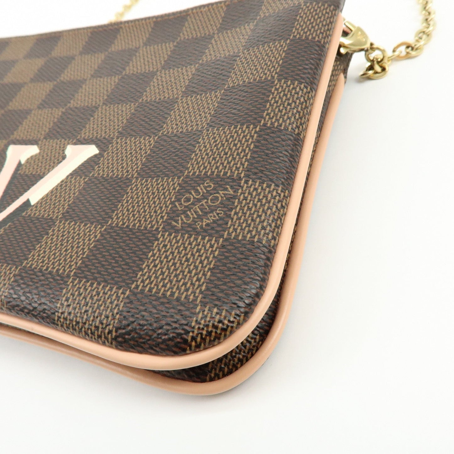 Louis Vuitton Damier Ebene Pochette Double Zip Rose BallerineN60254【Pre-order】