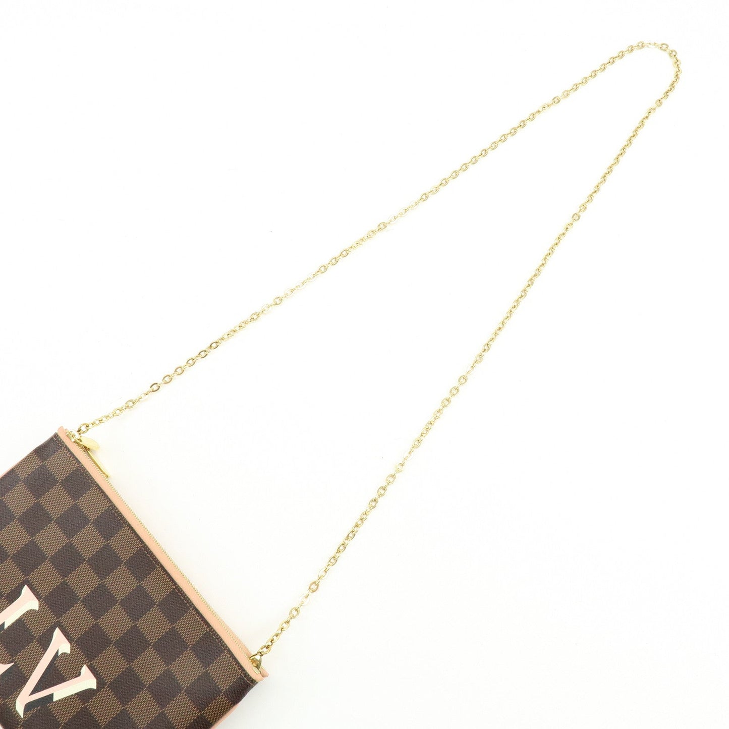 Louis Vuitton Damier Ebene Pochette Double Zip Rose BallerineN60254【Pre-order】