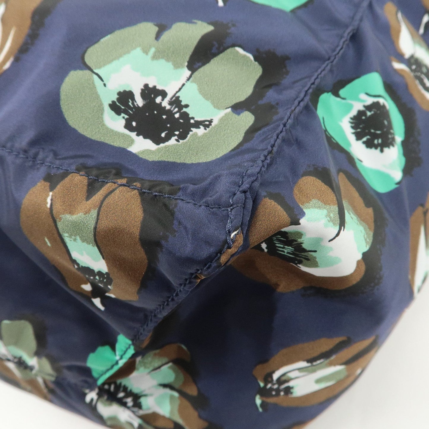 Prada Triangle Logo Nylon Tote Bag w/Pouch Flower Print Navy B4626B Used【Pre-order】