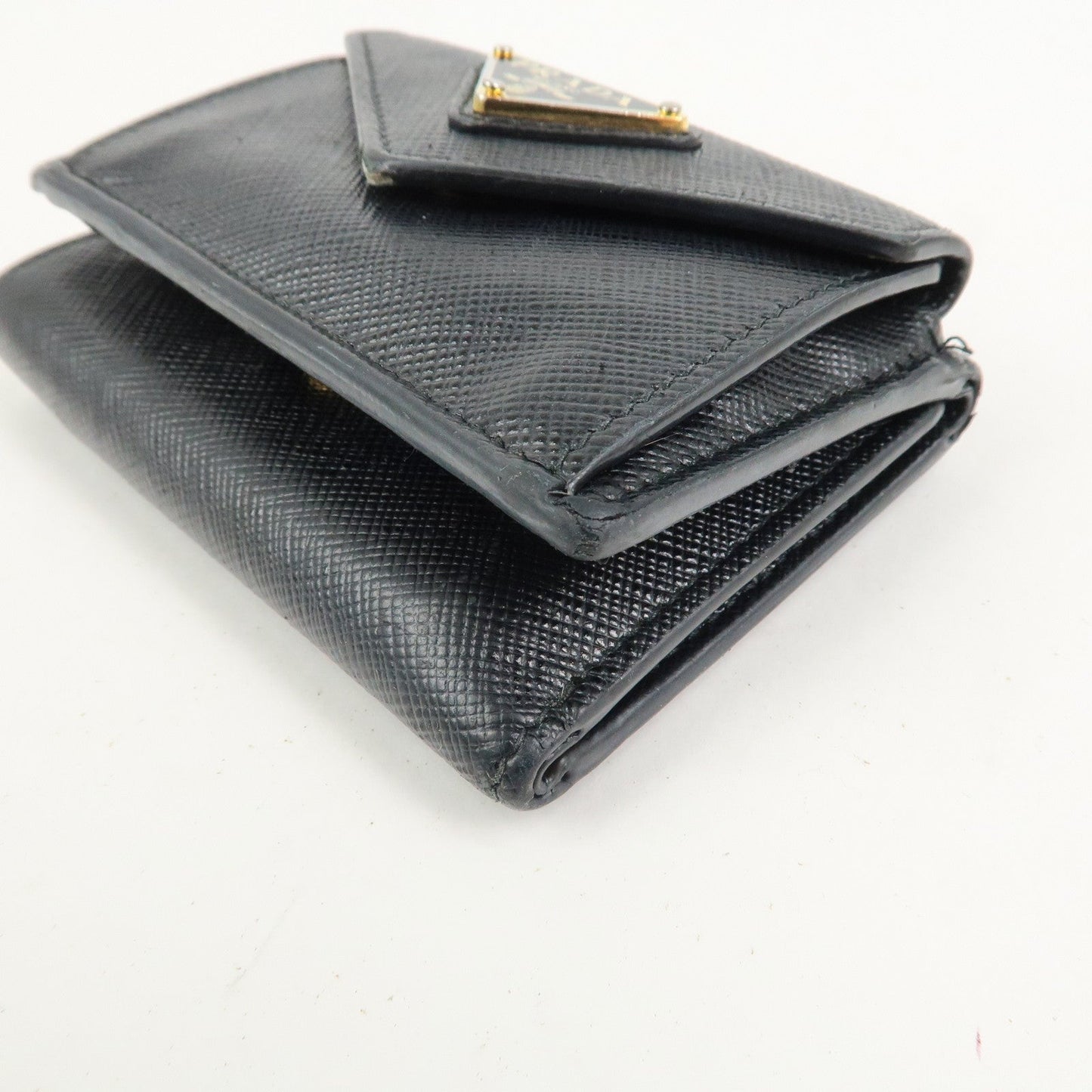 Prada Triangle Logo Saffiano Leather Tri-fold Wallet Black 1MH021【Pre-order】