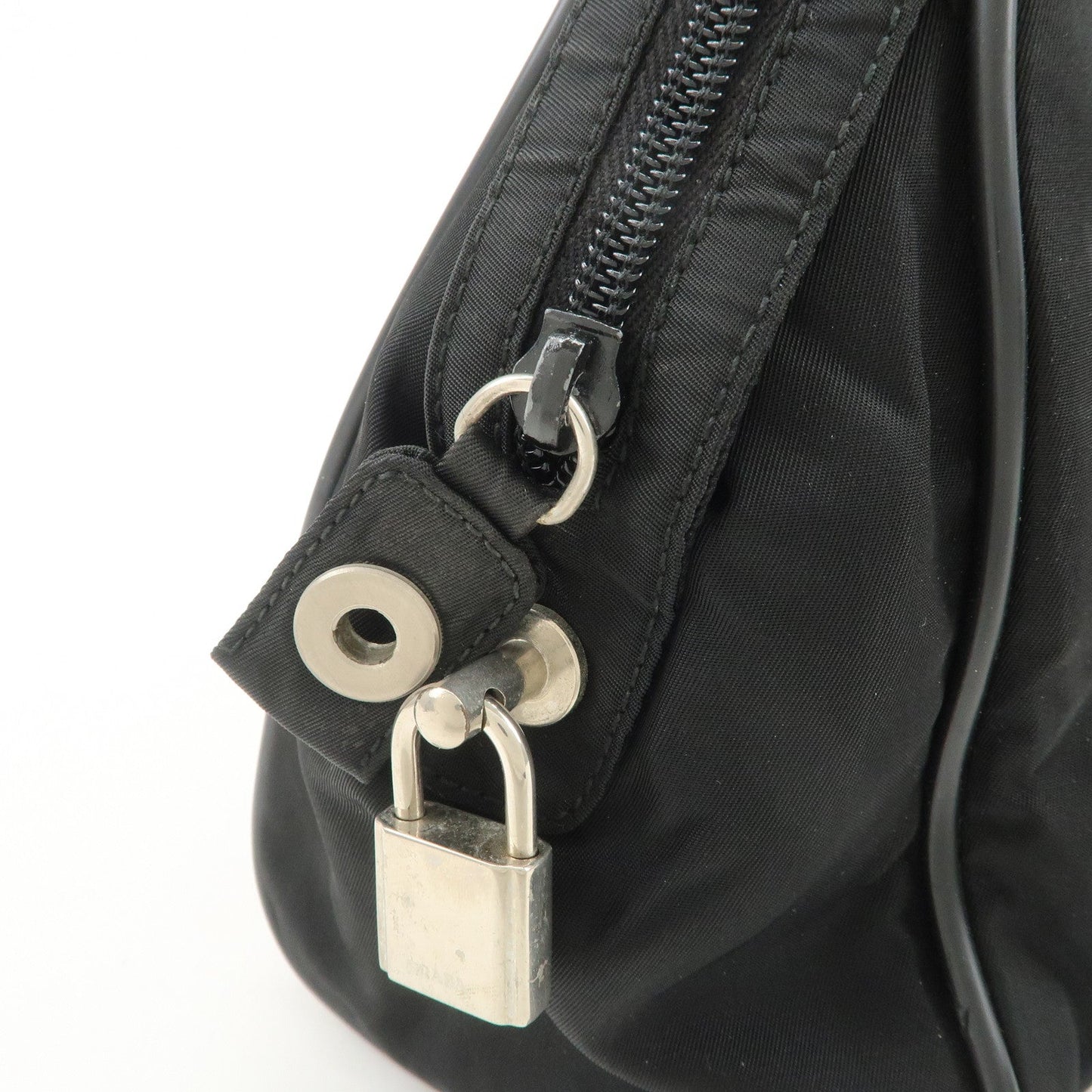 Prada Triangle Logo Nylon Leather Hand Bag Boston Bag Black【Pre-order】