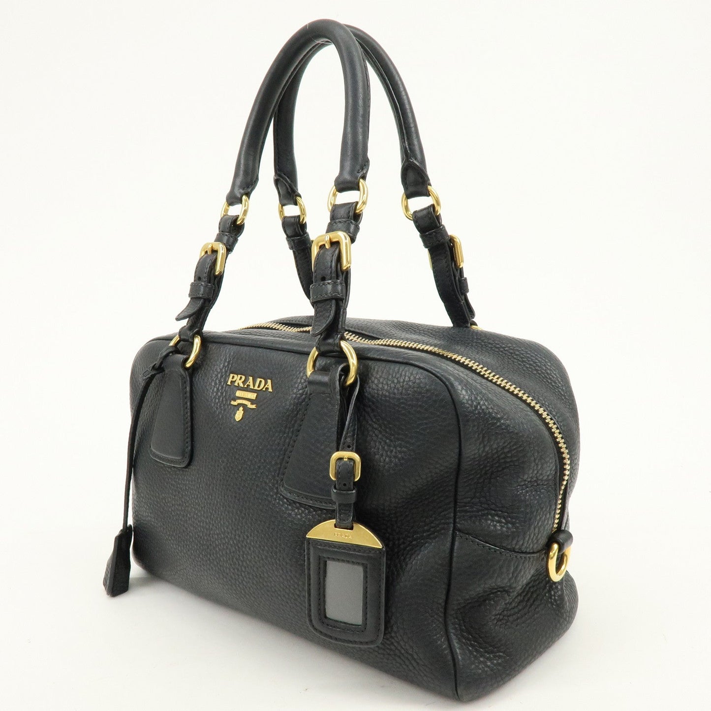Prada Logo Leather Boston Bag Shoulder Bag Black B3091M【Pre-order】