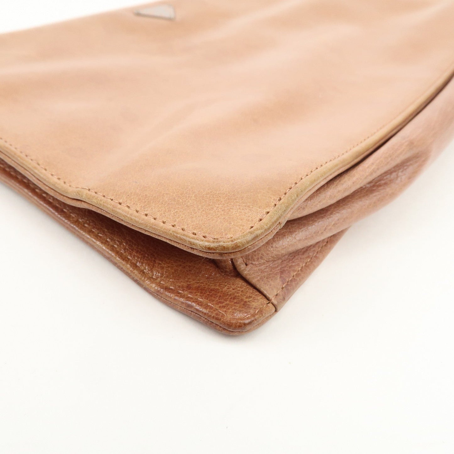 Prada Triangle Logo Leather Shoulder Bag Hand Bag Brown Used【Pre-order】